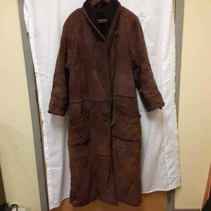 Marvin Richards Womens Overcoat Brown Leather L